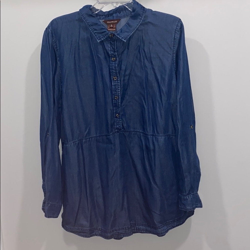 Denim Half Button Up